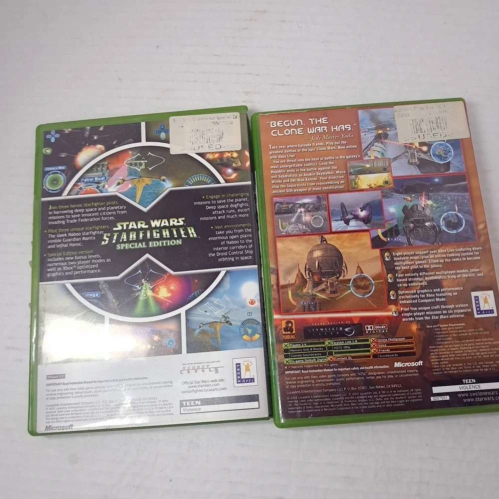 Xbox Star Wars Starfighter‎ Special Edition & Clone Wars Live enabled w/ manual